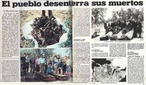 Artículo de José Catalán Deus. "El pueblo desentierra a sus muertos. Casas de Don Pedro, 39 años después de la matanza", en la revista “Interviú” nº.109 (15/21-VI-1978).